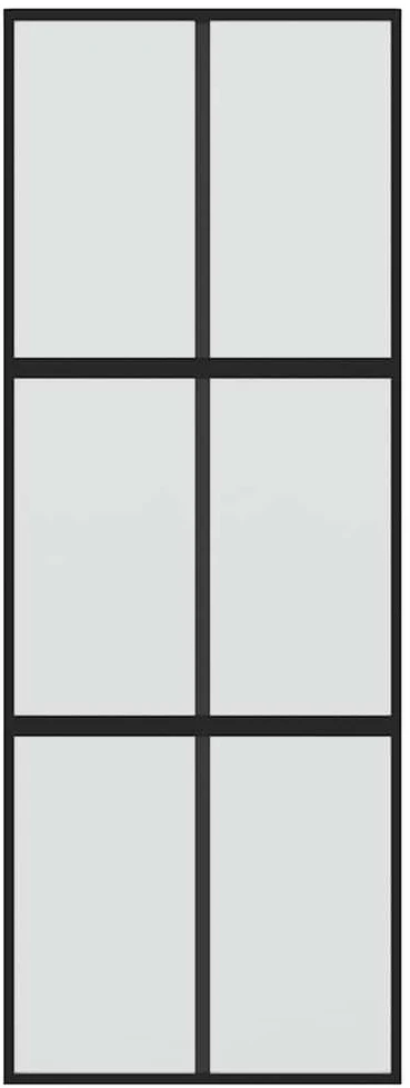 Stumdomos durys, juodos, 90x205cm, grūdintas stiklas/aliuminis