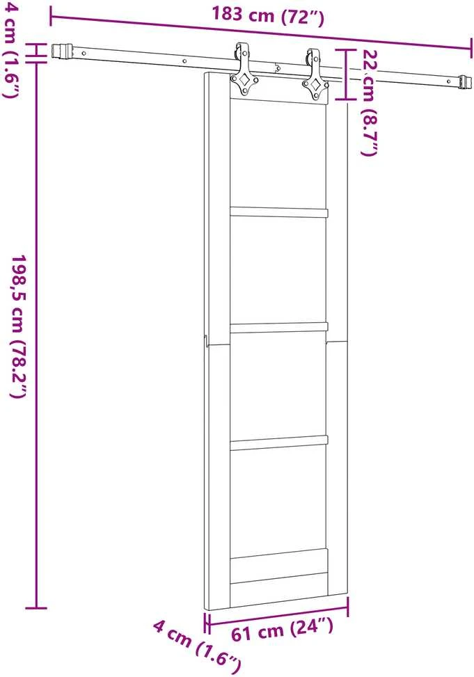 Slankios durys ORKDAL 61 x 198,5 cm Natūrali ir juoda