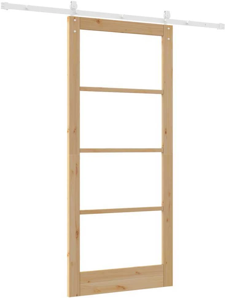 Slankios durys 93 x 211 cm Tvirtos pušies mediena ir stiklas