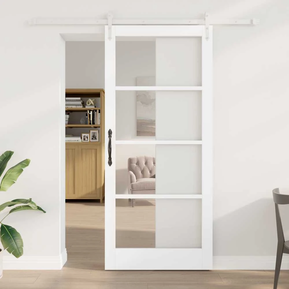 Slankios durys 93 x 211 cm Tvirtos pušies mediena ir stiklas