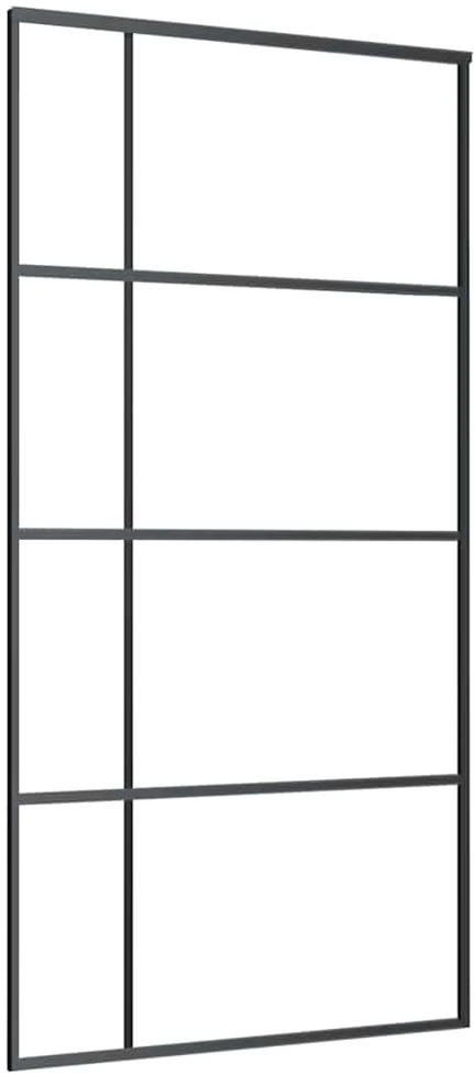 Stumdomos durys su furnitūra, juodos, 102,5x205 cm, ESG stiklas