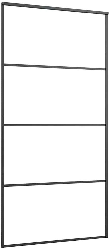 Stumdomos durys su furnitūra, juodos, 102,5x205 cm, ESG stiklas