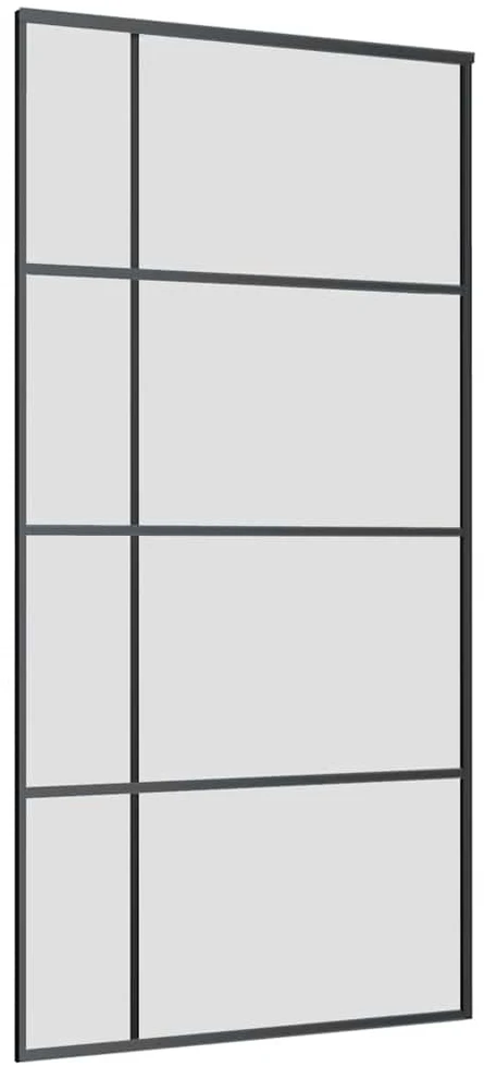Stumdomos durys su furnitūra, juodos, 102,5x205 cm, ESG stiklas
