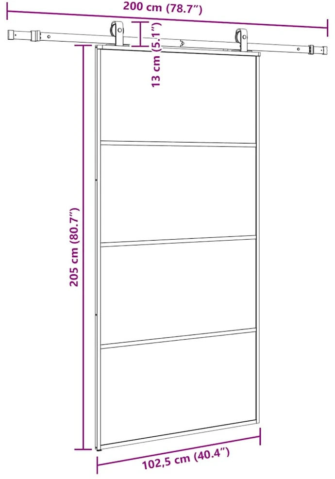 Stumdomos durys su furnitūra, juodos, 102,5x205 cm, ESG stiklas