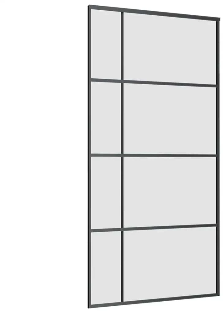 Stumdomos durys su furnitūra, juodos, 102,5x205 cm, ESG stiklas