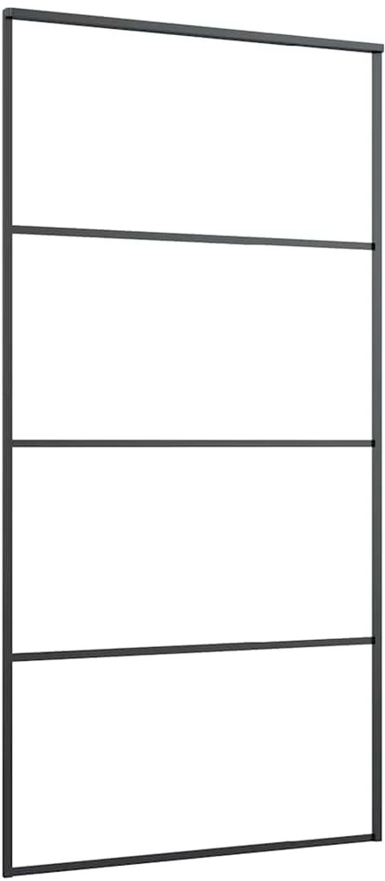 Stumdomos durys su furnitūra, juodos, 102,5x205 cm, ESG stiklas