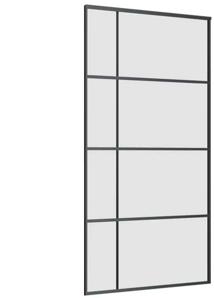 Stumdomos durys su furnitūra, juodos, 102,5x205 cm, ESG stiklas