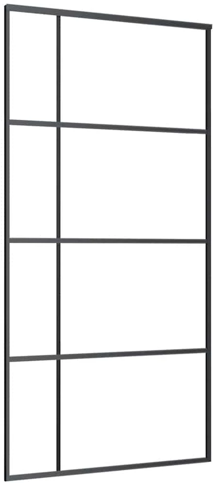 Stumdomos durys su furnitūra, juodos, 102,5x205 cm, ESG stiklas