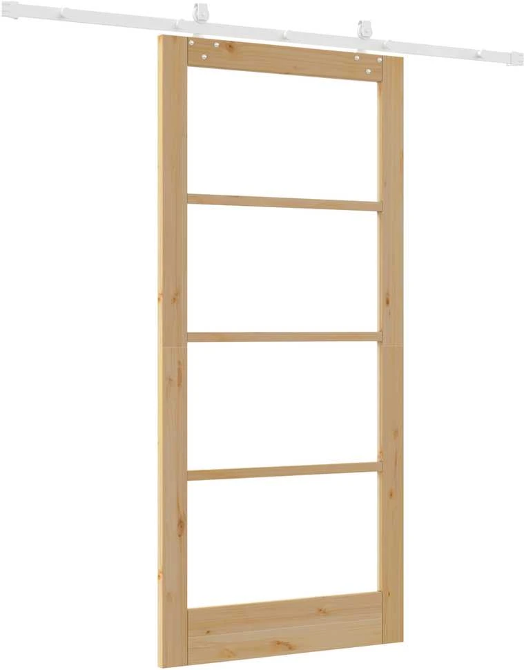 Slankios durys 93 x 202 cm Tvirtos pušies mediena ir stiklas