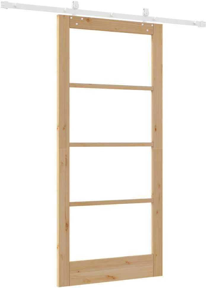 Slankios durys 93 x 202 cm Tvirtos pušies mediena ir stiklas