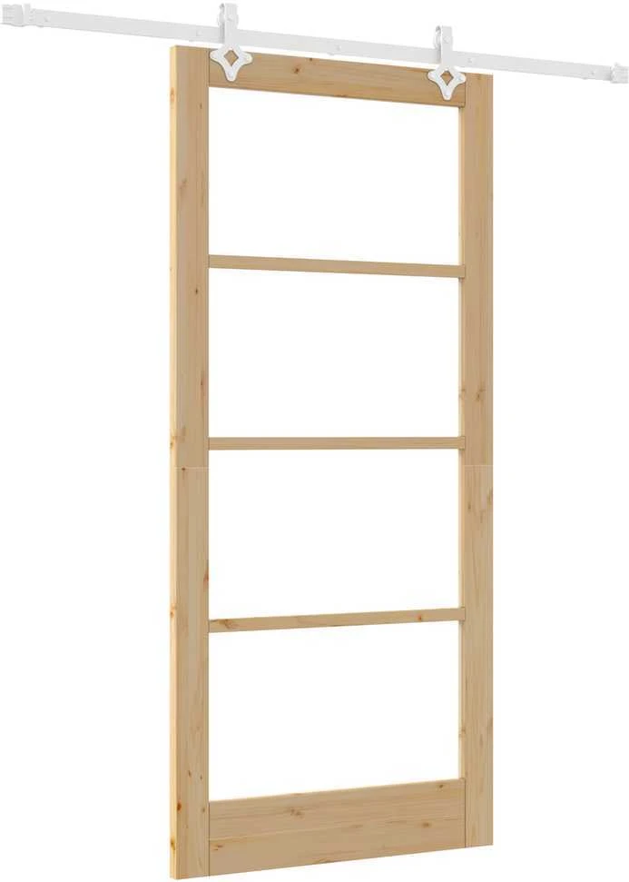 Slankios durys 93 x 202 cm Tvirtos pušies mediena ir stiklas
