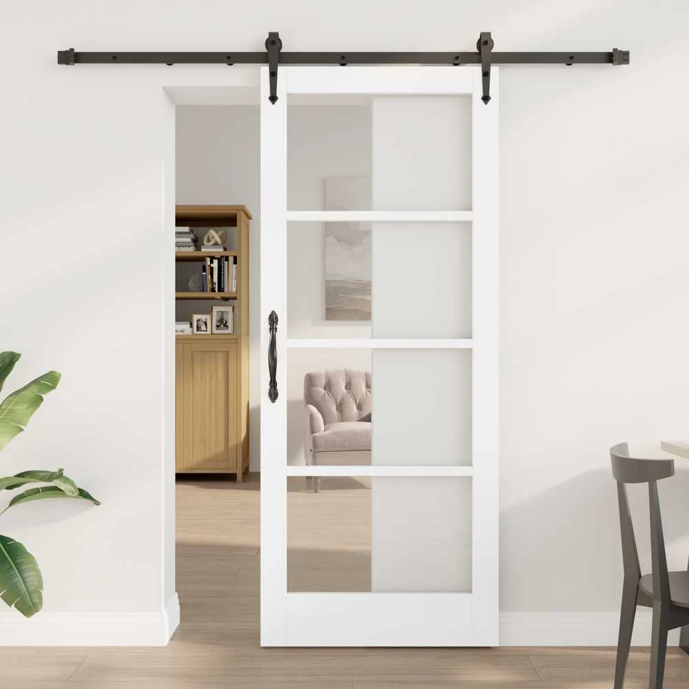 Slankios durys 83 x 202 cm Tvirtos pušies mediena ir stiklas