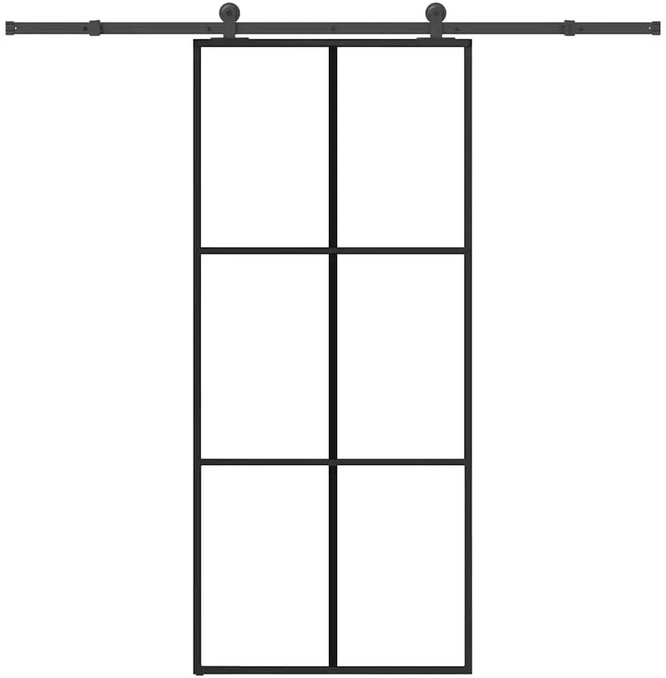 Stumdomos durys su įrangos rinkiniu, 90x205cm, ESG ir aliuminis