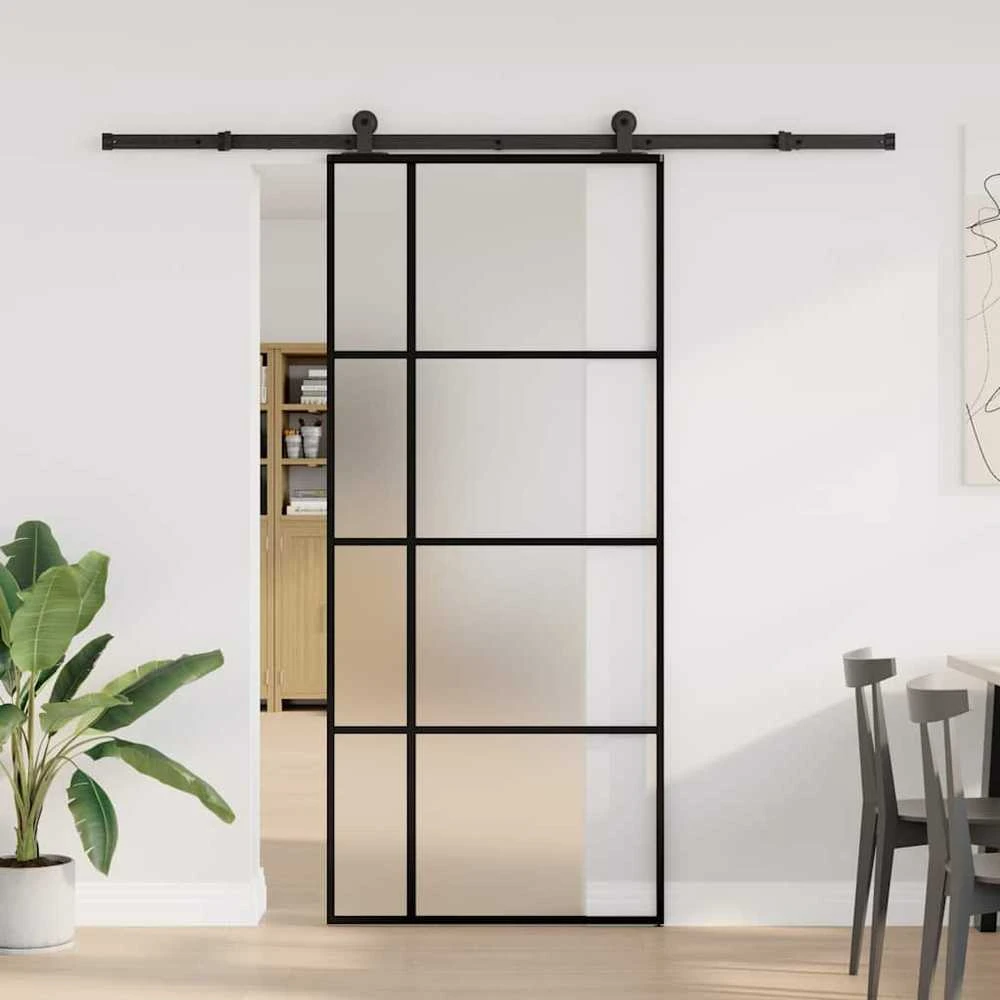 Stumdomos durys su įrangos rinkiniu, 90x205cm, ESG ir aliuminis