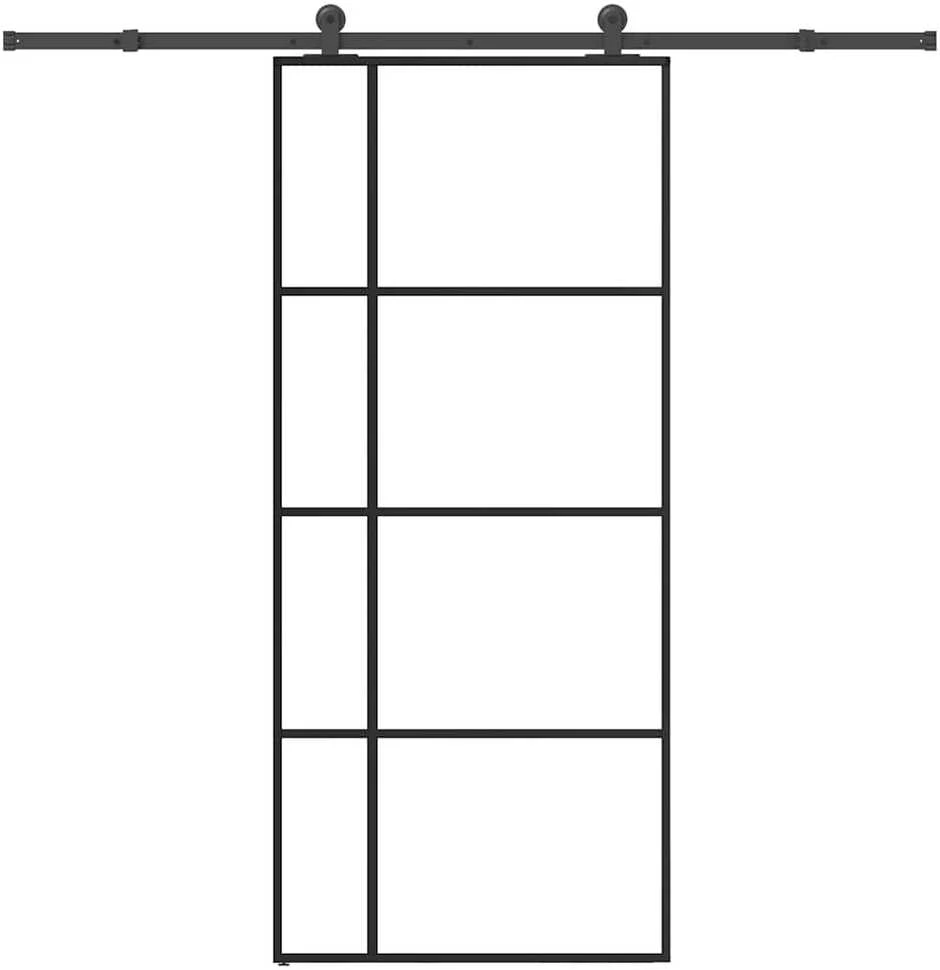 Stumdomos durys su įrangos rinkiniu, 90x205cm, ESG ir aliuminis