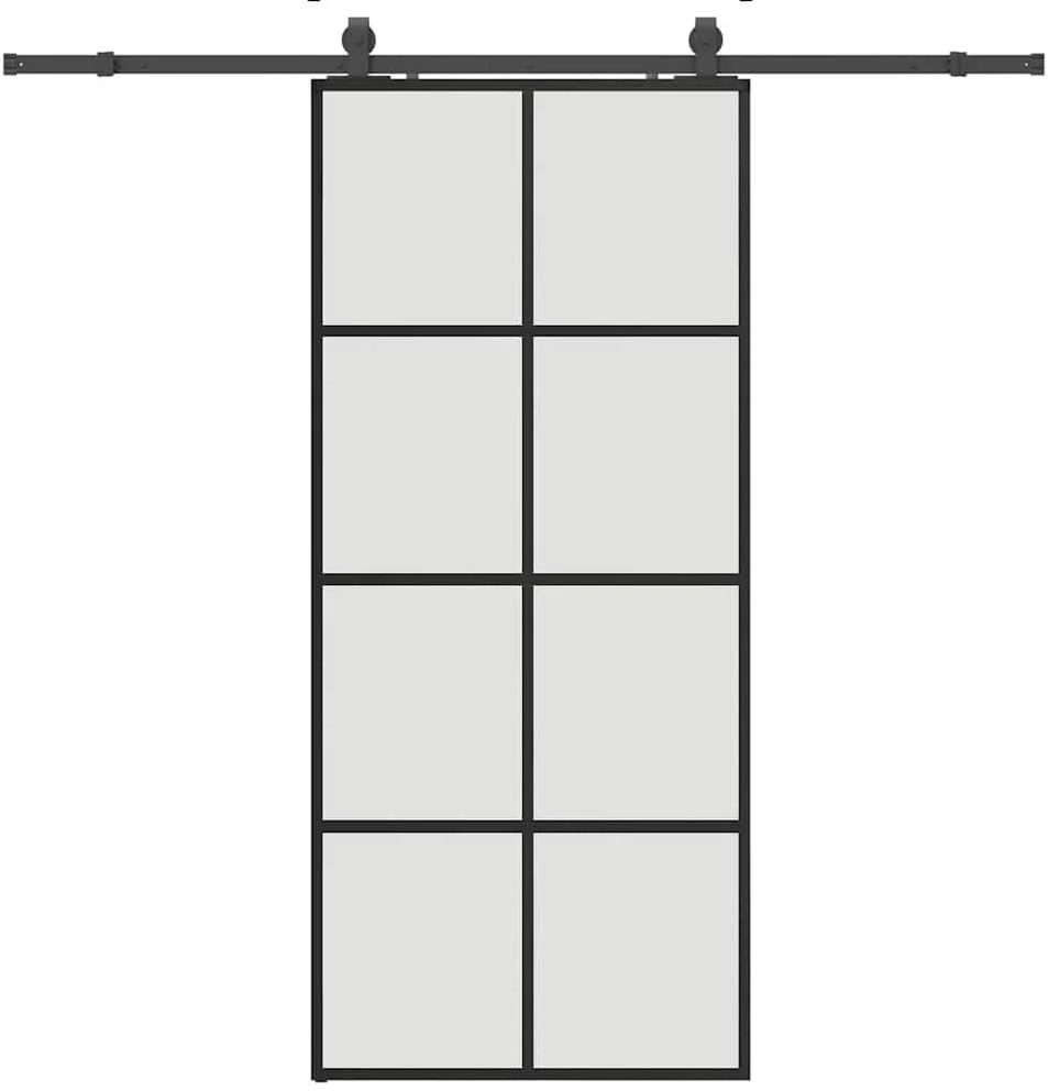 Stumdomos durys su įrangos rinkiniu, juodas, 90x205 cm, ESG ir