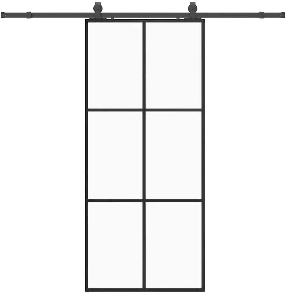 Stumdomos durys su įrangos rinkiniu, juodas, 90x205 cm, ESG ir