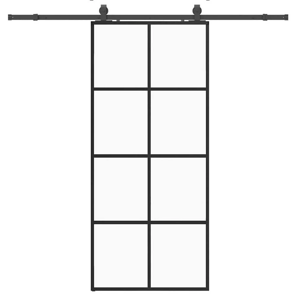 Stumdomos durys su įrangos rinkiniu, juodas, 90x205 cm, ESG ir