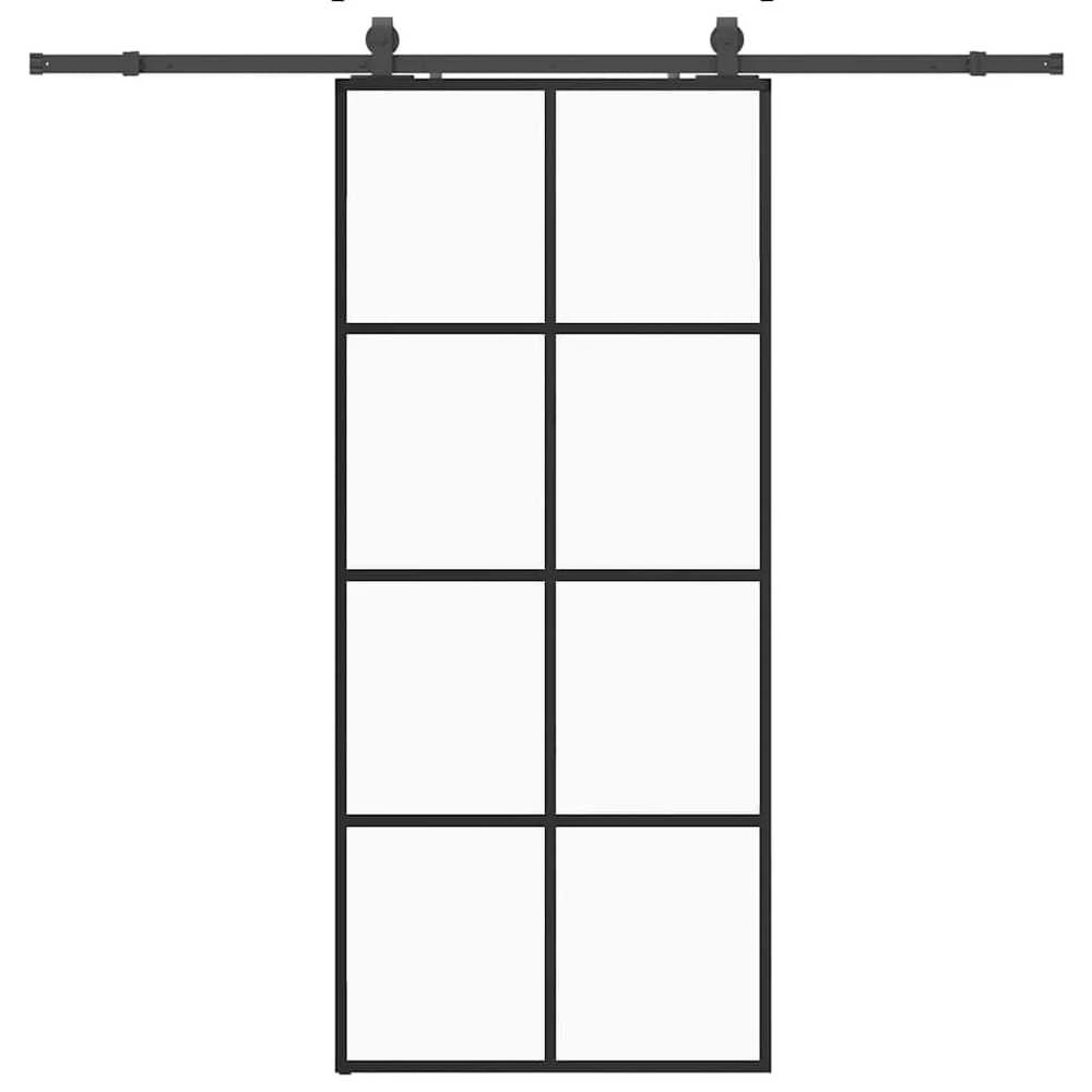 Stumdomos durys su įrangos rinkiniu, juodas, 90x205 cm, ESG ir