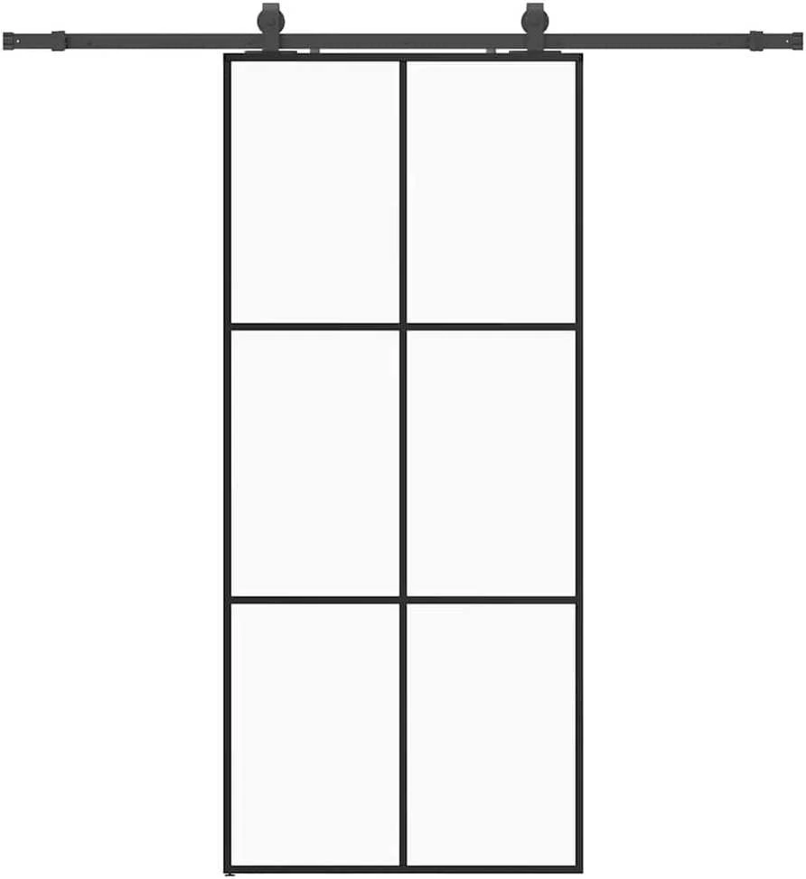 Stumdomos durys su įrangos rinkiniu, juodas, 90x205 cm, ESG ir