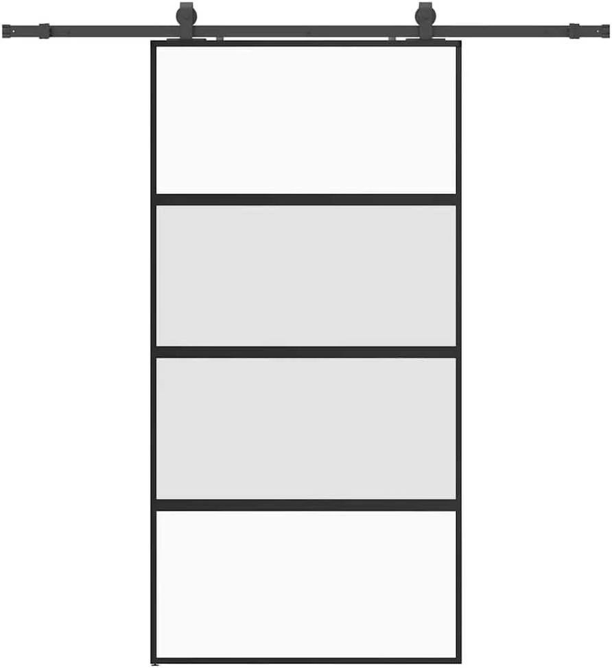 Stumdomos durys su įrangos rinkiniu, juodas, 102,5x205 cm