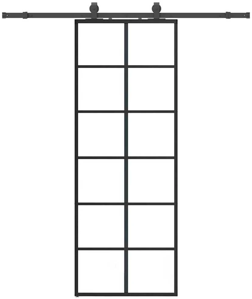 Stumdomos durys su įrangos rinkiniu, juodas, 76x205 cm, ESG ir