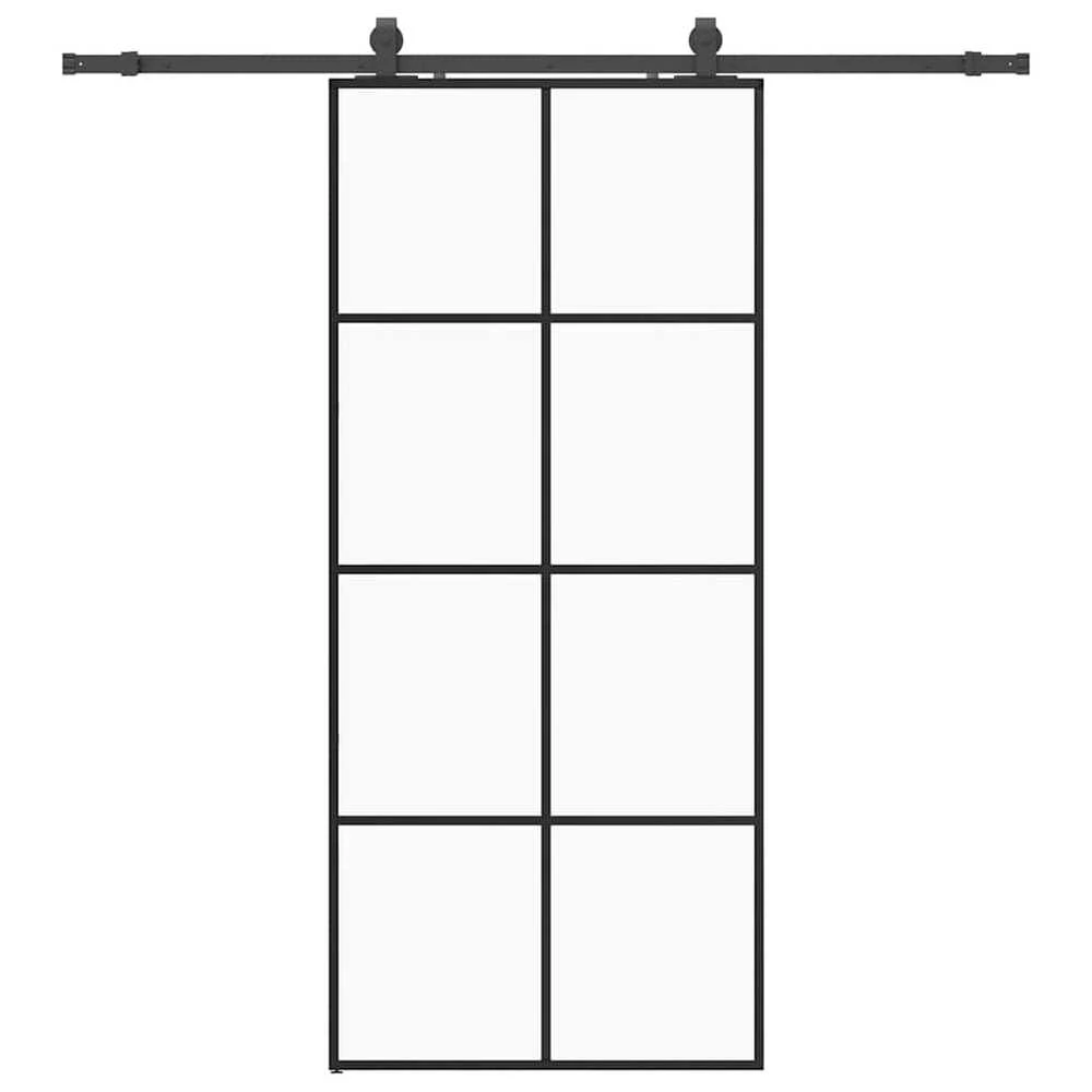 Stumdomos durys su įrangos rinkiniu, juodas, 90x205 cm, ESG ir