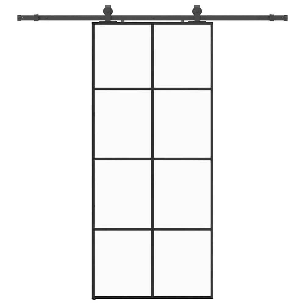 Stumdomos durys su įrangos rinkiniu, juodas, 90x205 cm, ESG ir