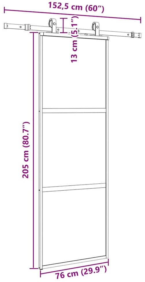 Stumdomos durys su įrangos rinkiniu, juodas, 76x205 cm