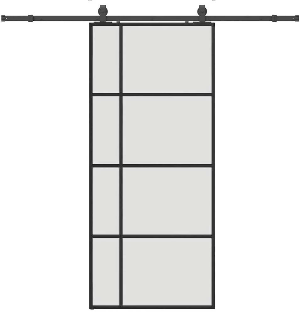 Stumdomos durys su įrangos rinkiniu, juodas, 90x205 cm, ESG ir