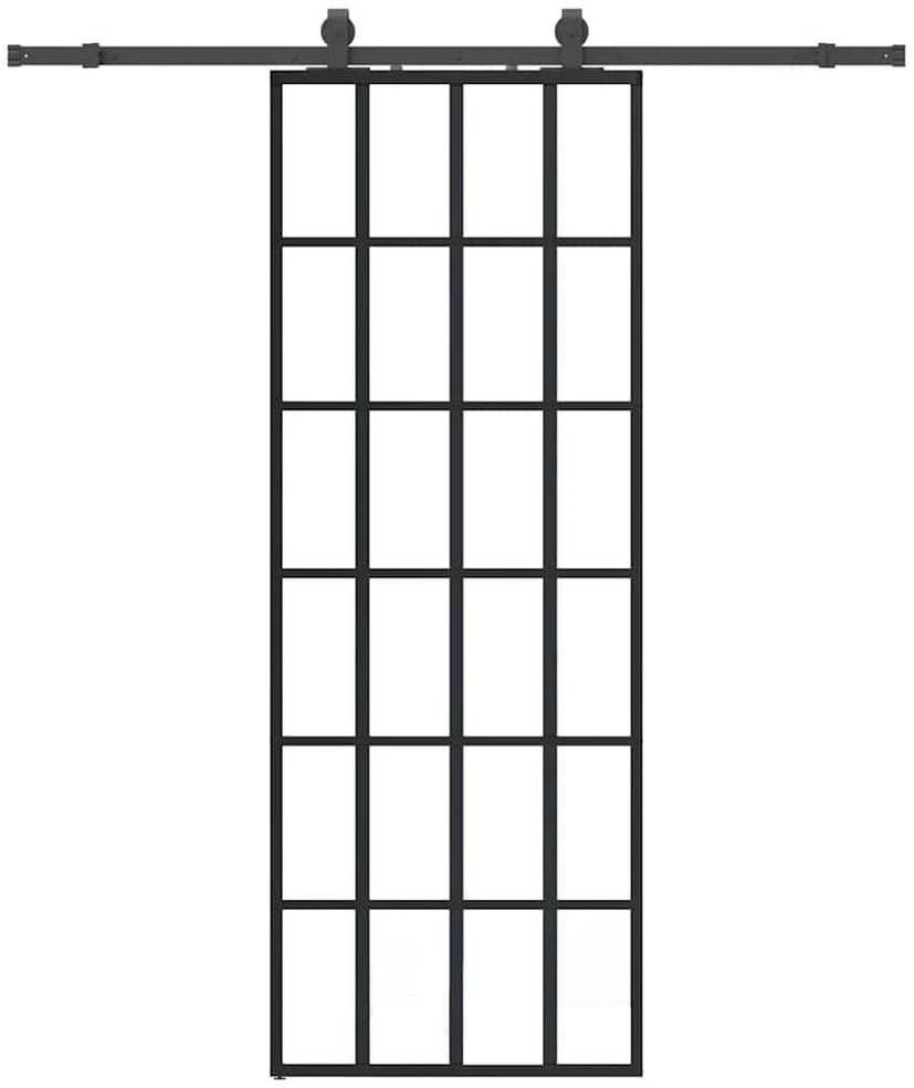 Stumdomos durys su įrangos rinkiniu, juodas, 76x205 cm, ESG ir