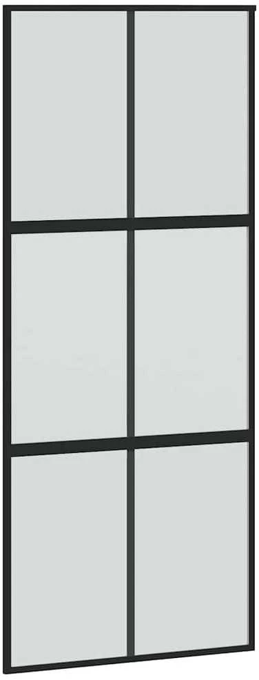 Stumdomos durys su įrangos rinkiniu, juodas, 90x205 cm