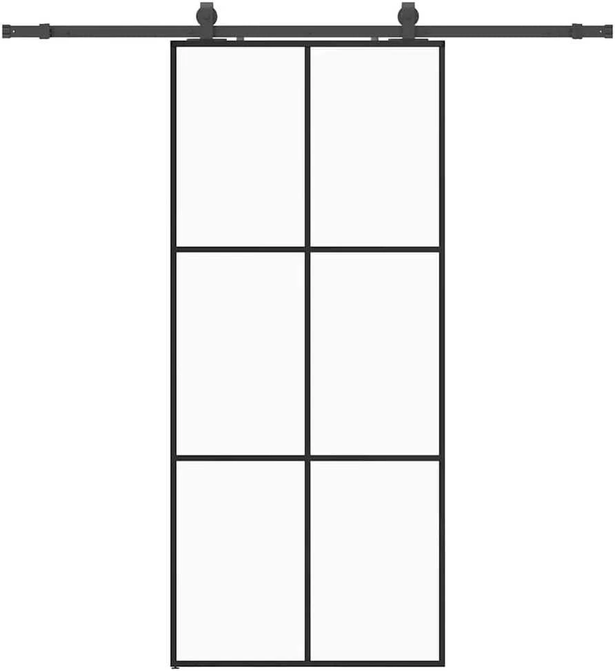 Stumdomos durys su įrangos rinkiniu, juodas, 90x205 cm, ESG ir