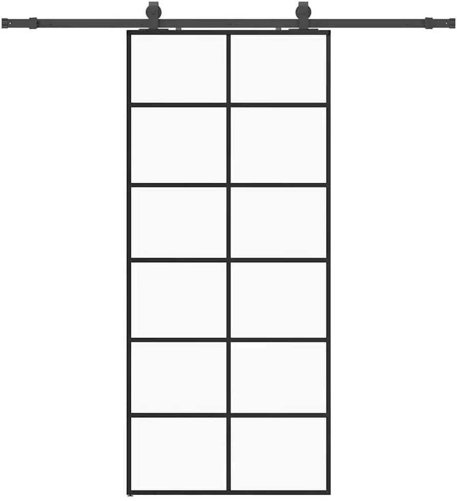 Stumdomos durys su įrangos rinkiniu, juodas, 90x205 cm, ESG ir
