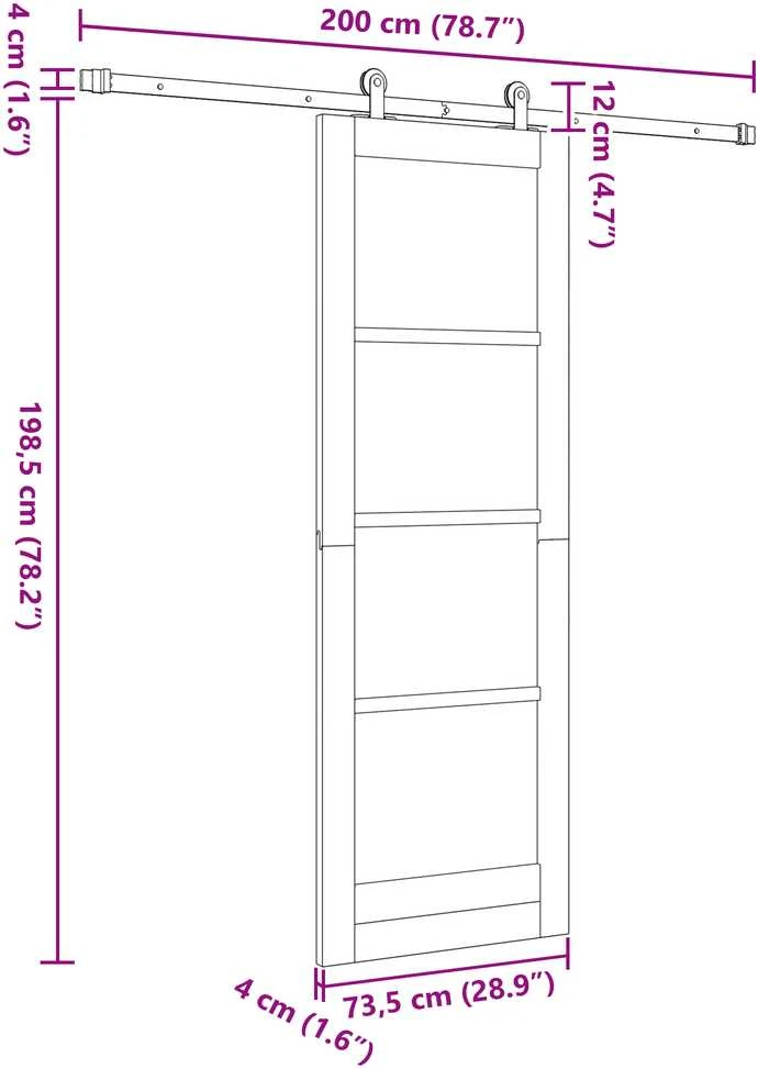 Slankios durys ORKDAL 73,5 x 198,5 cm Natūrali ir juoda