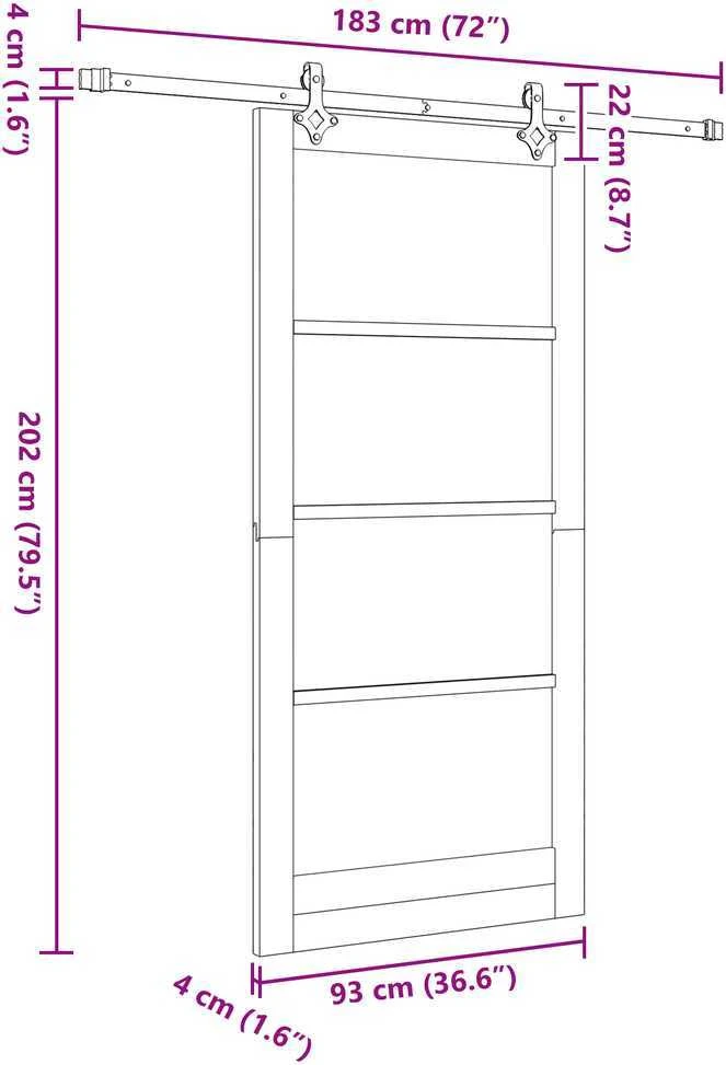 Slankios durys ORKDAL 93 x 202 cm Natūrali ir juoda