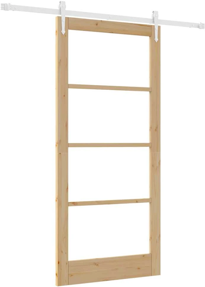 Slankios durys 93 x 202 cm Tvirtos pušies mediena ir stiklas