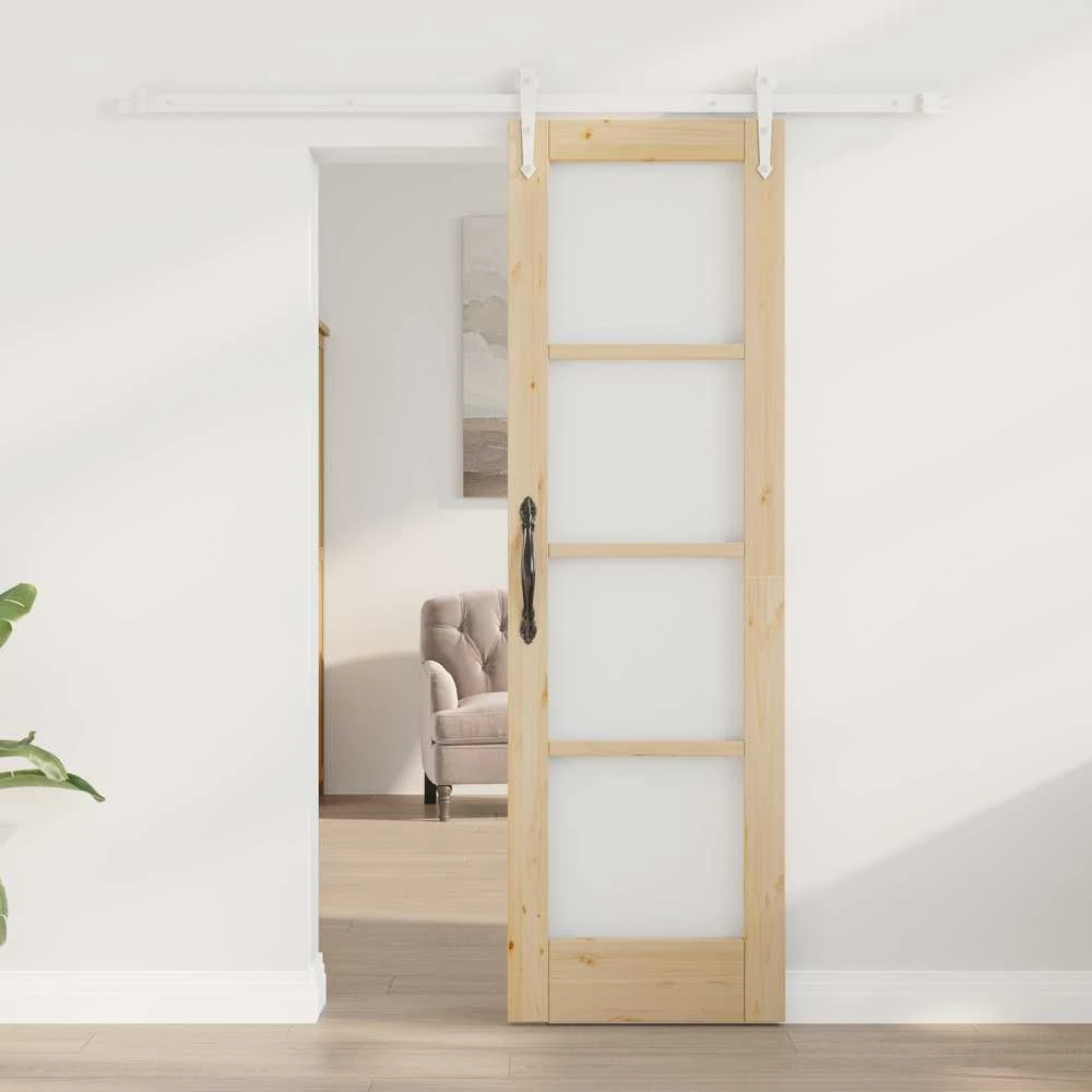 Slankios durys 61 x 198,5 cm Tvirtos pušies mediena ir stiklas