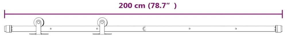 Stumdomų durų įrangos rinkinys, baltos spalvos, 200cm, plienas