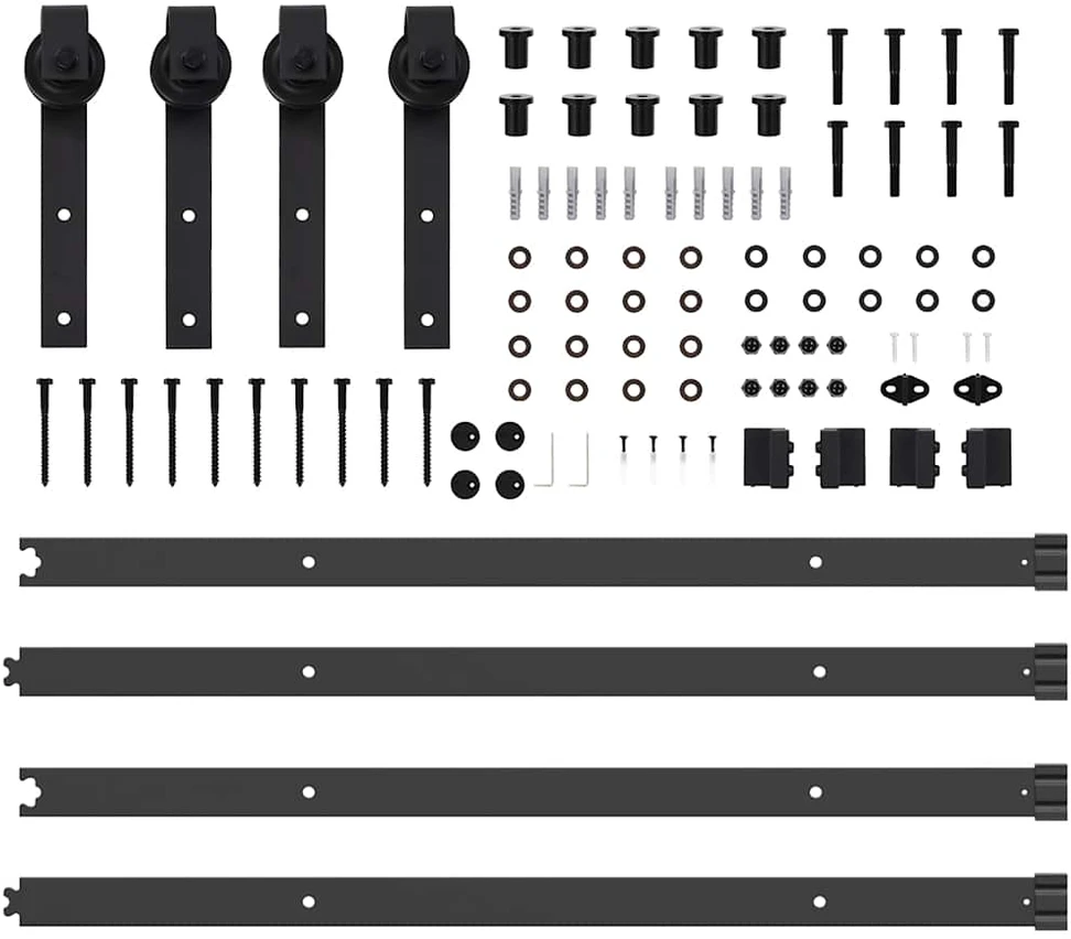 Stumdomų durų įrangos rinkinys, juodos sp., 213,5cm, plienas
