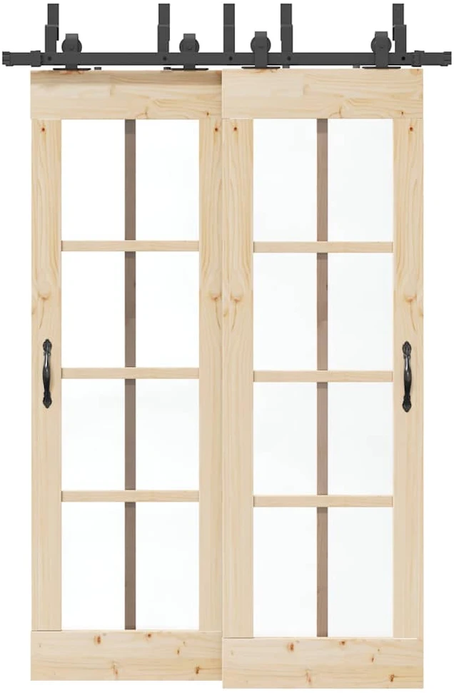 Stumdomų durų įrangos rinkinys, juodos sp., 152,5cm, plienas