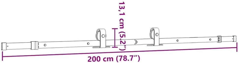 Stumdomų durų įrangos rinkinys, juodos sp., 200cm, plienas