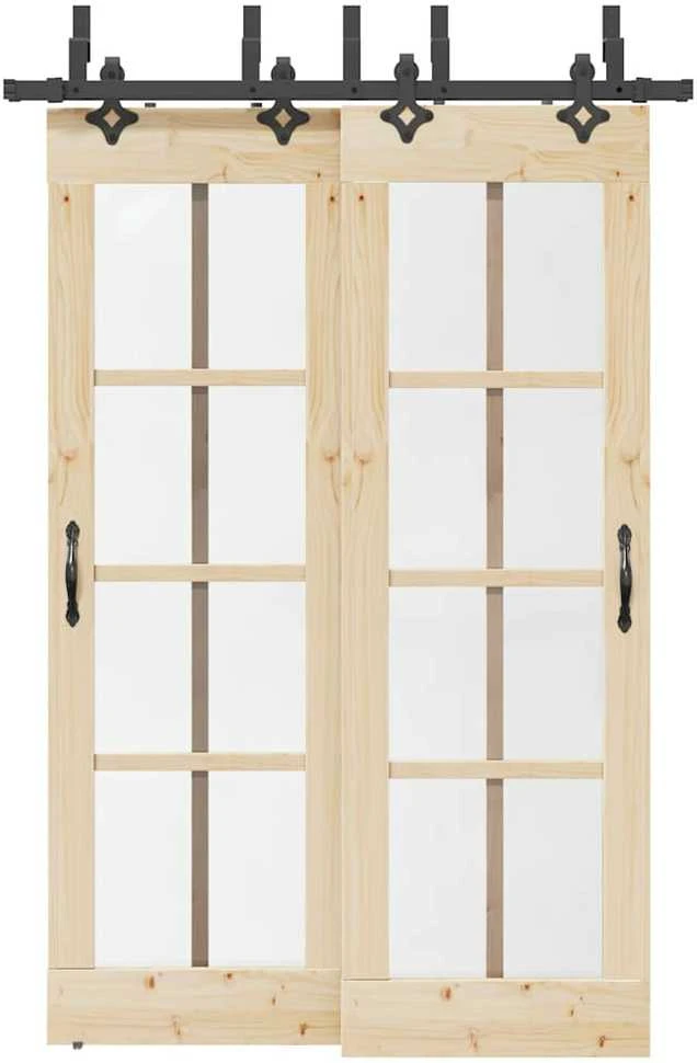 Stumdomų durų įrangos rinkinys, juodos sp., 152,5cm, plienas