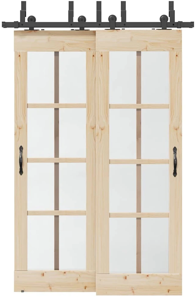 Stumdomų durų įrangos rinkinys, juodos sp., 152,5cm, plienas