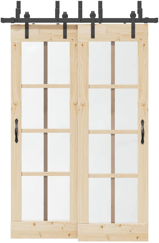 Stumdomų durų įrangos rinkinys, juodos sp., 152,5cm, plienas