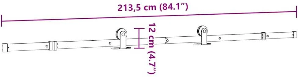 Stumdomų durų įrangos rinkinys, juodos sp., 213,5cm, plienas