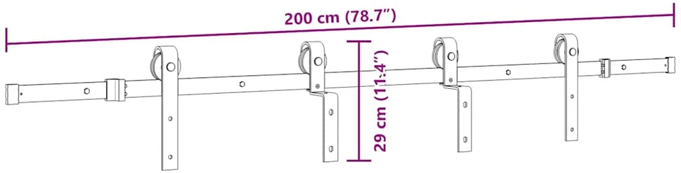 Stumdomų durų įrangos rinkinys, juodos sp., 200cm, plienas