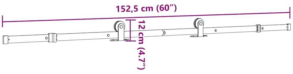 Stumdomų durų įrangos rinkinys, juodos sp., 152,5cm, plienas