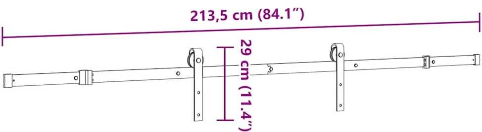 Stumdomų durų įrangos rinkinys, juodos sp., 213,5cm, plienas