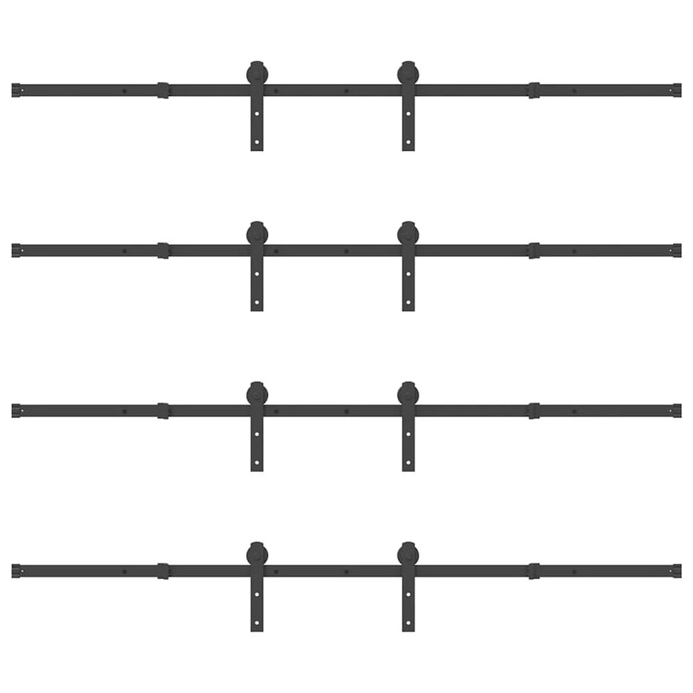 Stumdomų durų įrangos rinkinys, juodos sp., 427 cm, plienas